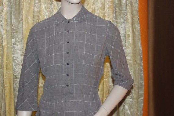Vintage 40's L'Aiglon gray fitted dress M - image 3