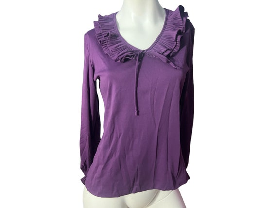 Vintage 70's purple shirt blouse M Rhonda Lee - image 1