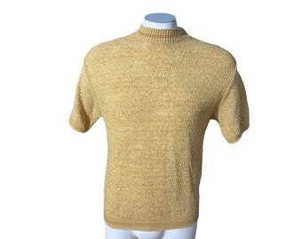 Vintage 60’s mustard knit shirt sweater M Sears