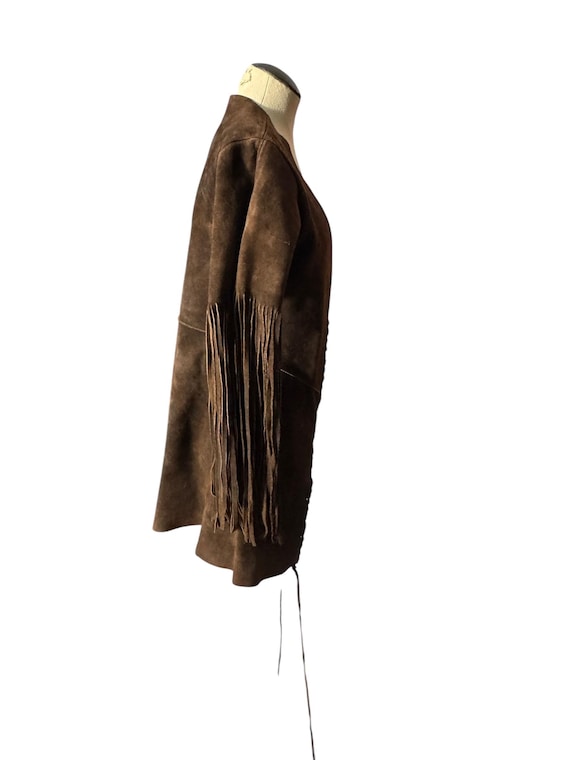 Vintage 70's leather western fringe jacket S View 5