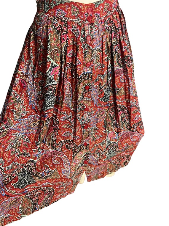 Vintage 80's rayon paisley button skirt 8 - image 2