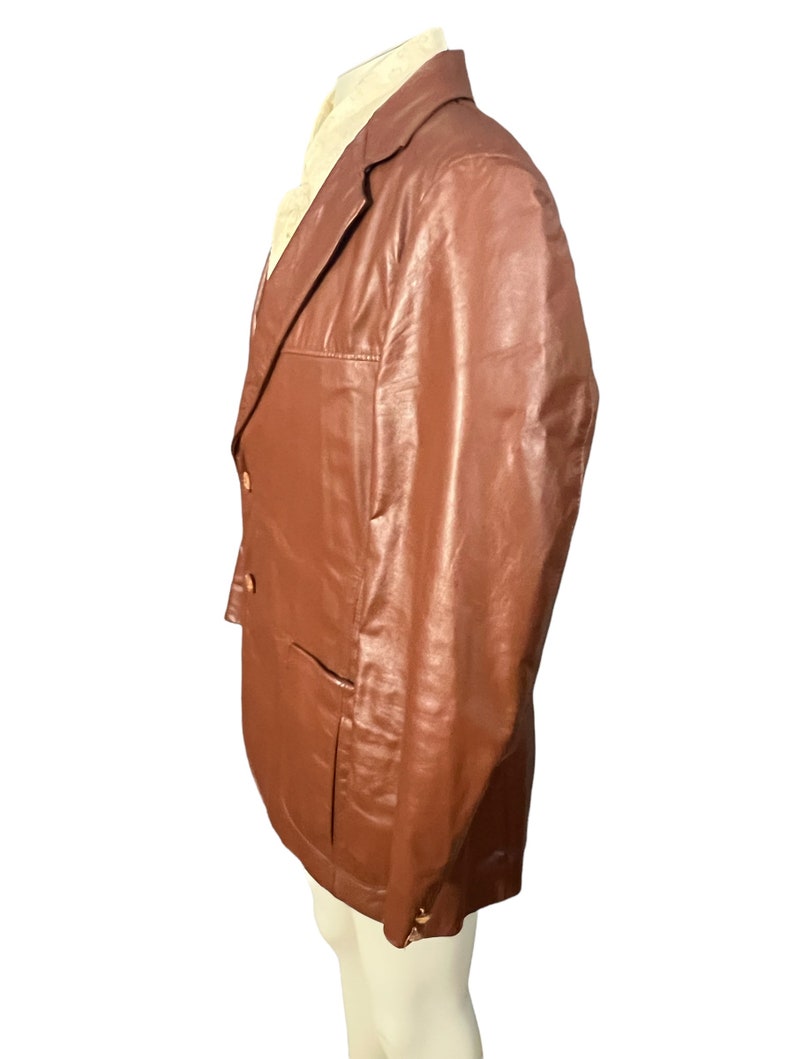 Vintage 70's brown leather suit jacket 44 image 4