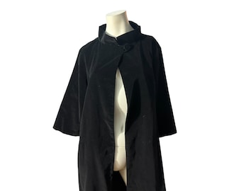 Vintage black velvet 50's coat M L