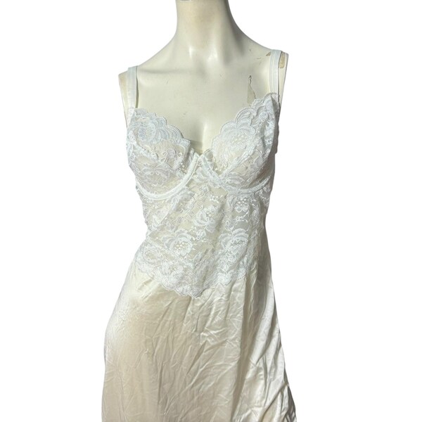 Vintage white bra underwire slip lingerie 36C