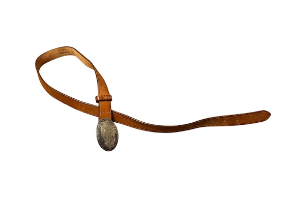 Vintage Brown Silver & Leather Brown Belt 28 Lands End - Etsy display picture 3