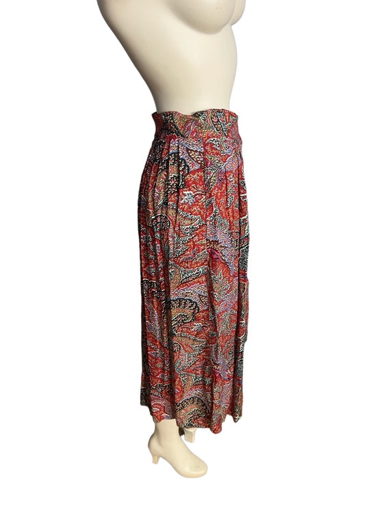 Vintage 80's rayon paisley button skirt 8 - image 6