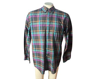 Vintage 80's plaid button up shirt L McGregor