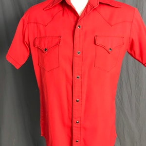 Vintage red and black 1970s cowboy western shirt M image 2