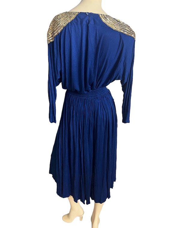 Vintage 80's skirt set blue sequin Jane Ashley S - image 4