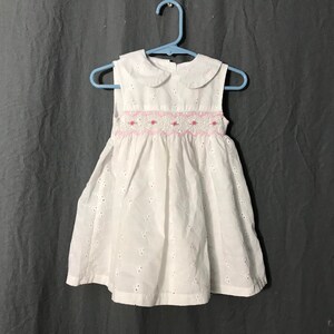 White Eyelet Smocked Mia Juliana Baby Dress 18M