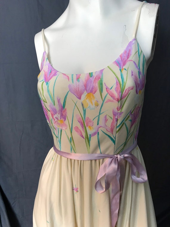 Vintage Long 1970's  Purple Flower Dress S - image 3