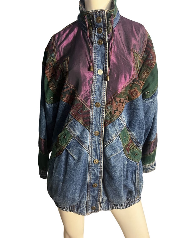 Vintage 80's jean patchwork jacket S currentseen - image 3