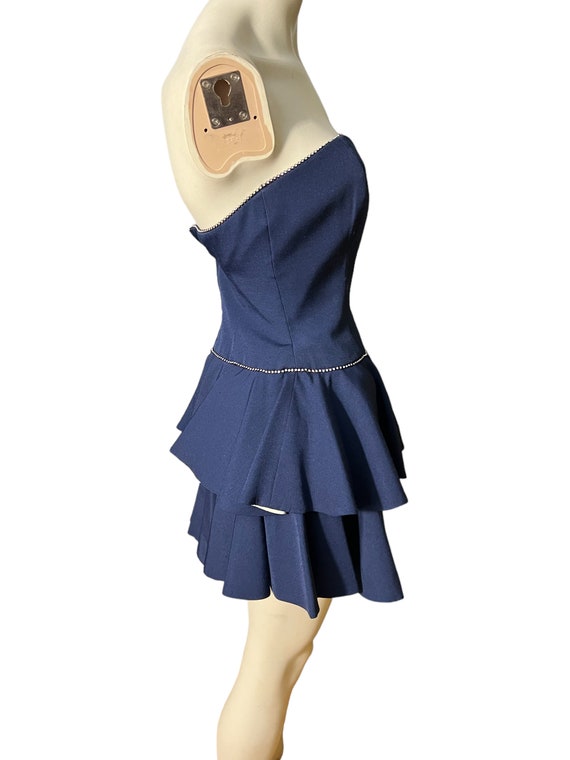 Vintage blue 80's party mini corset dress 6 A.J. … - image 4