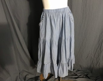 Vintage 70’s Carefree Fashions blue tiered skirt 7 M