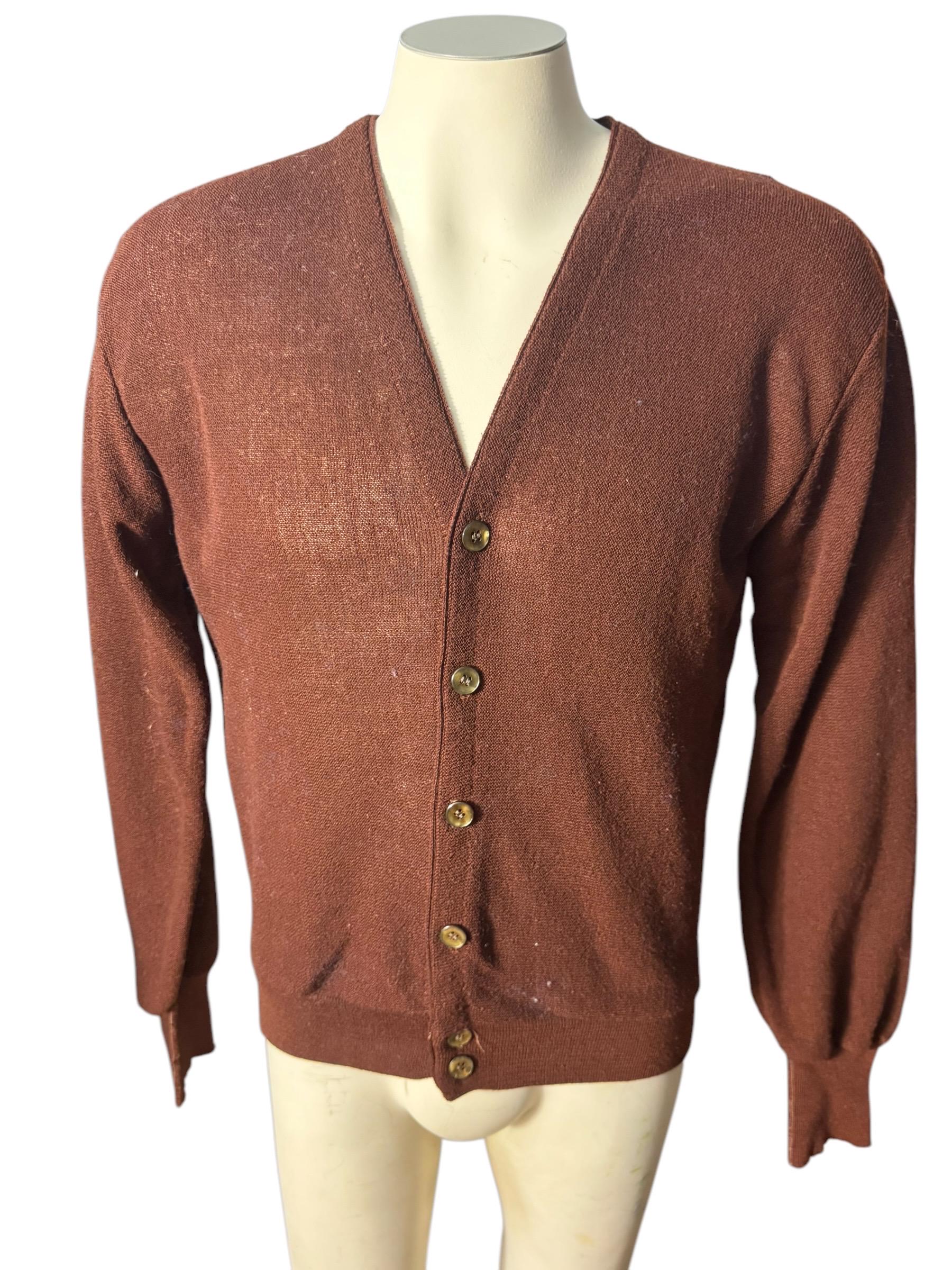 野*ー様 60's vintage cardigan Vintage 60's Men's Brown Cardigan Sweater M L - Etsy