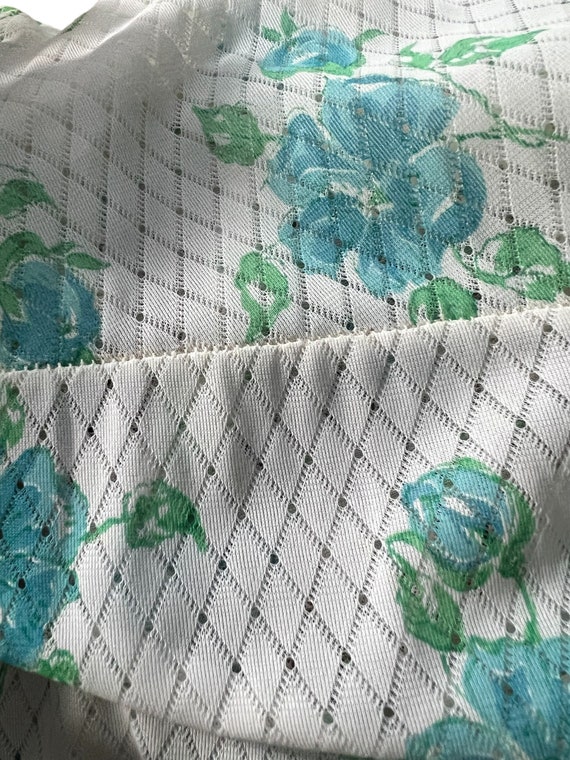 Vintage 70's sheer blue flower nightgown M - image 8