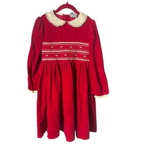 Vintage red Carriage Boutique smocked kids dress 6