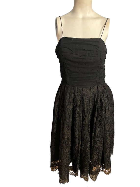 Vintage 50's black lace party dress Howard W - image 2