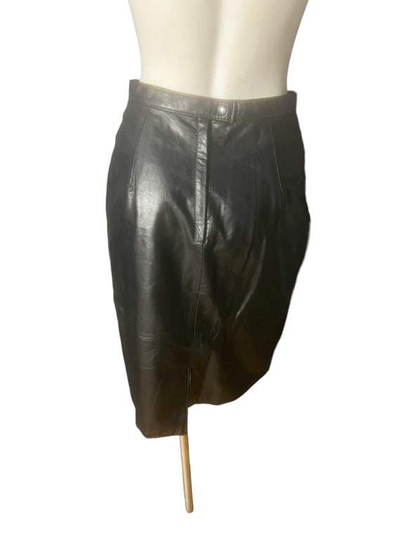 Vintage 80's black leather skirt M - image 4