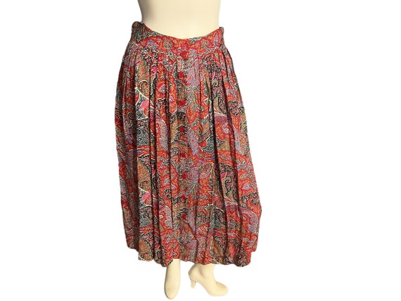 Vintage 80's rayon paisley button skirt 8 - image 1