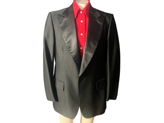 Vintage 70's black tuxedo suit jacket 44 - image 1