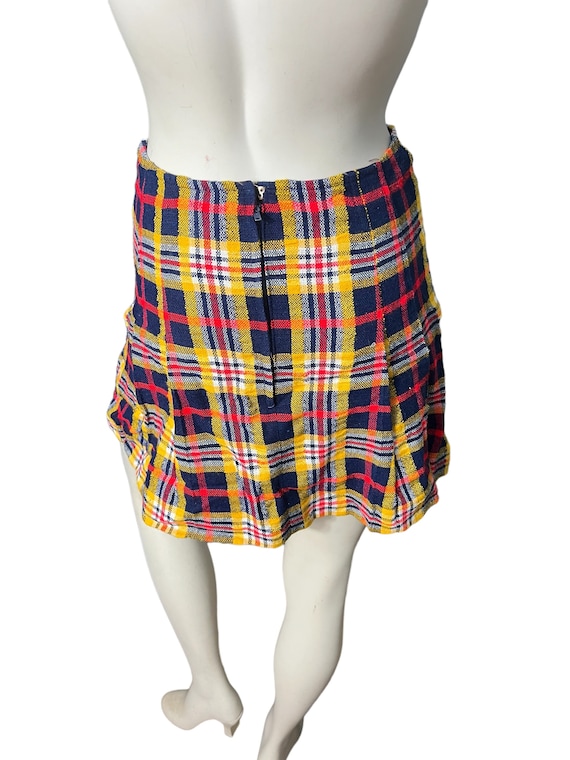 Vintage 60's plaid mini skirt S handmade - image 4