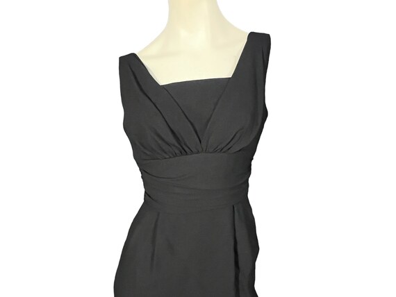 Vintage 60's black sheath fitted dress M - image 1