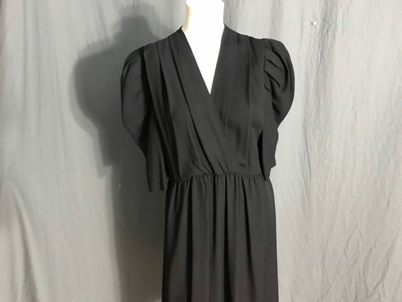 Vintage 70's 80's Haberdasher Black Rayon Dress 7 M