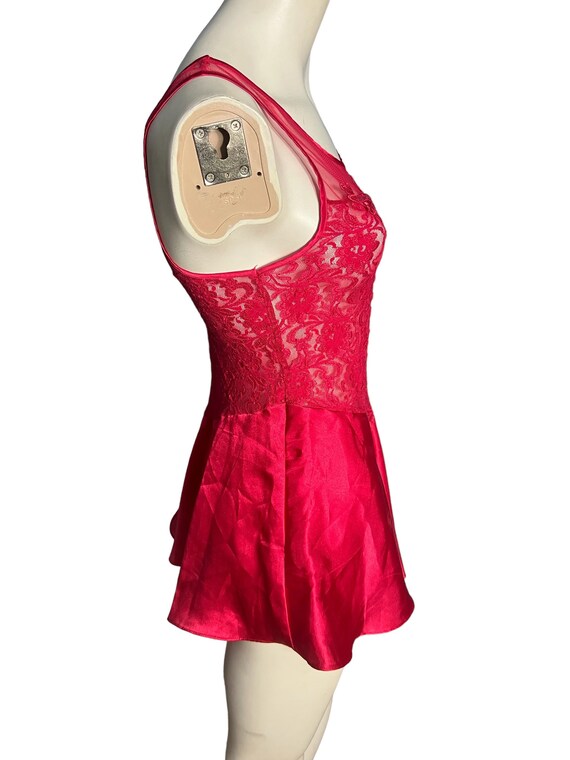 Vintage red 80's mini nightgown M Secret Treasures - image 3