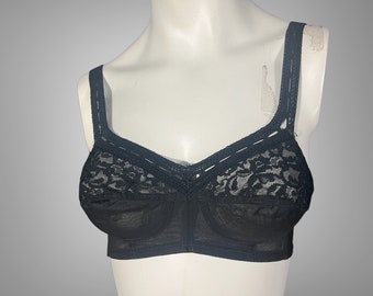 Vintage 50's black bra lingerie Charmode 32 B