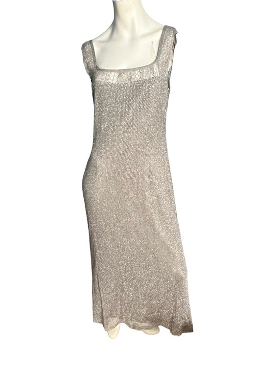 Vintage silver mesh lurex dress & jacket by Damia… - image 9