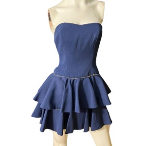 Vintage blue 80&#39;s party mini corset dress 6 A.J. Bari