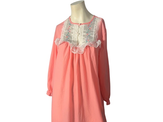 Vintage Keely Reed peach flannel nightgown L - image 1