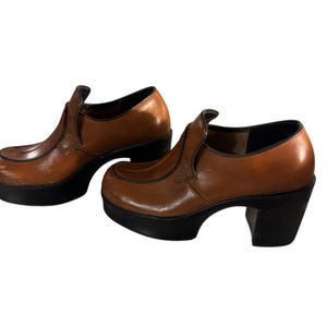 platform brown dress shoes men Vintage Men's Brown Platform Shoes 5.5 M 7 W
