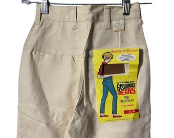 Vaqueros Wrangler vintage de los años 60 con corte western y espalda descubierta, talla XS
