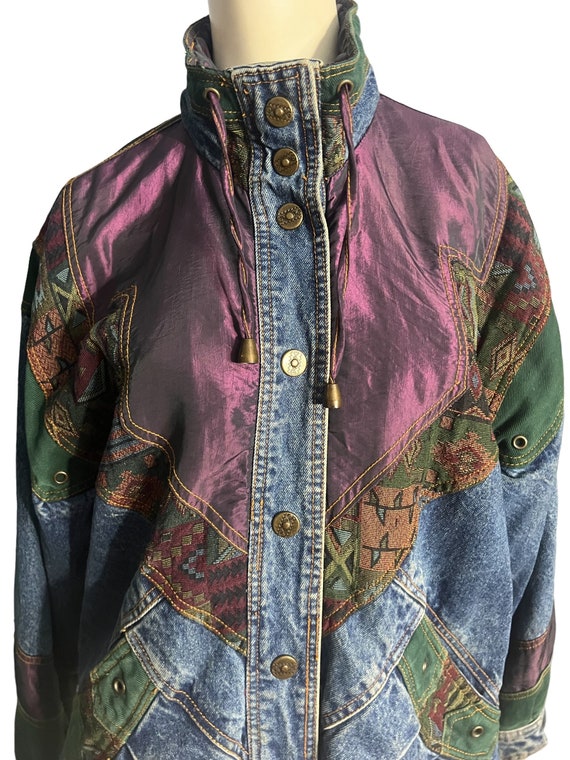 Vintage 80's jean patchwork jacket S currentseen - image 2