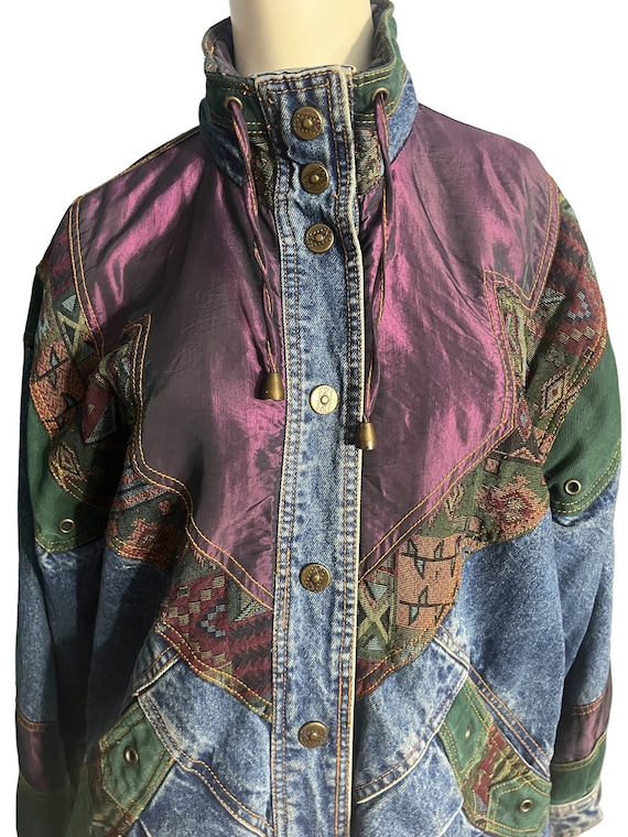 Vintage 80's jean patchwork jacket S currentseen - image 2