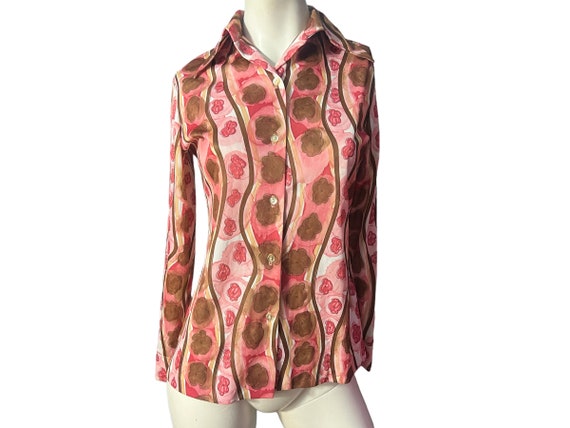 Vintage 70's Women's Shirt Flower S - Etsy