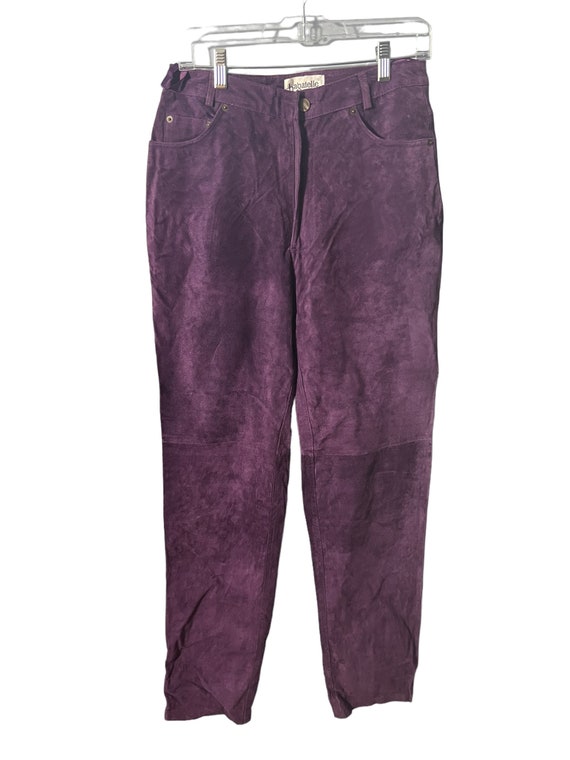 Vintage purple leather pants 8 L - image 2