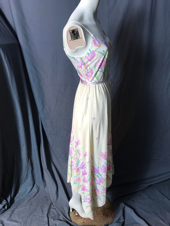 Vintage Long 1970's  Purple Flower Dress S - image 4