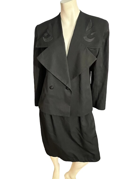 Vintage 80's black skirt suit 16 Laura Winston - image 2