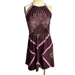 Vintage 70&#39;s purple halter mini dress S