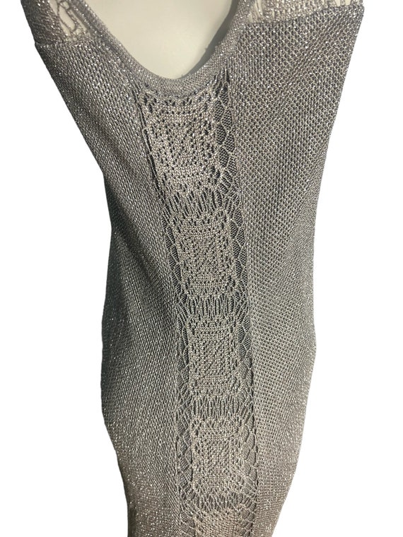 Vintage silver mesh lurex dress & jacket by Damia… - image 4