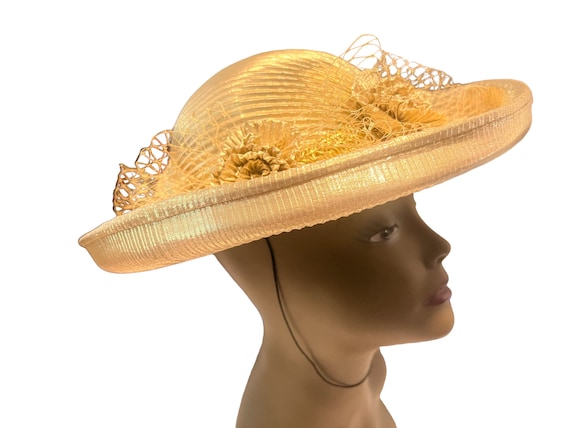 Vintage 80's gold metallic hat - image 1