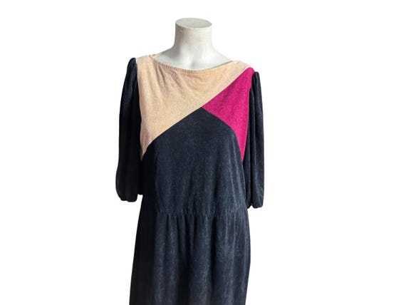 Vintage 70’s colorblock Terry cloth dress M L