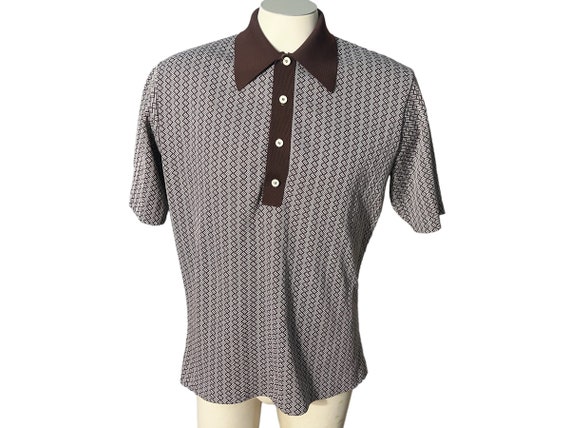 Vintage 70’s mod knit shirt M L - image 1