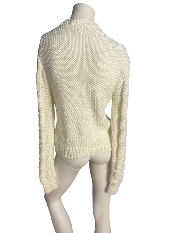 Vintage 70's gould white cardigan sweater M L - image 4