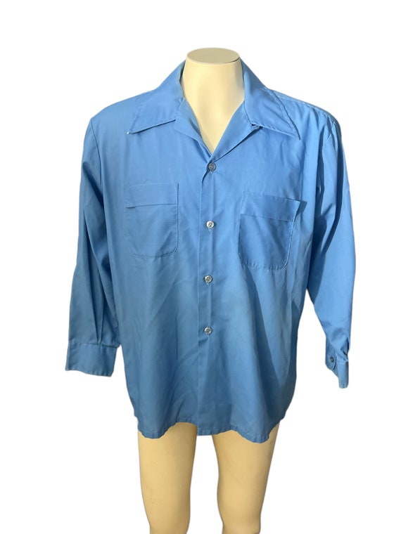 Vintage 60's blue Norgate men's shirt L - image 2