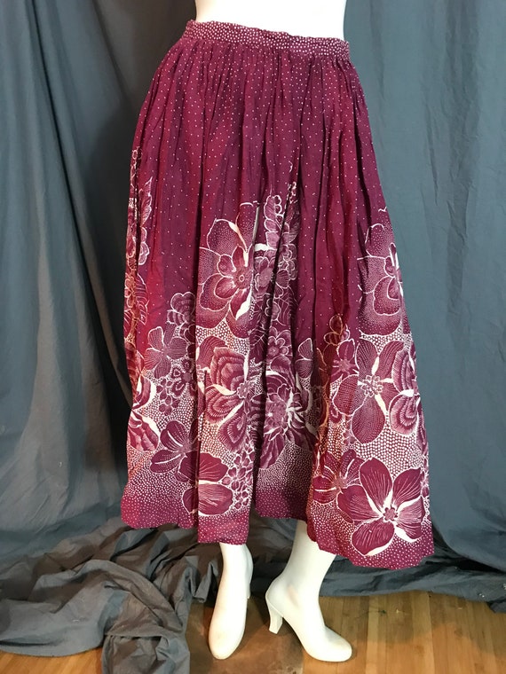 Vintage cotton batik full midi skirt S - image 2