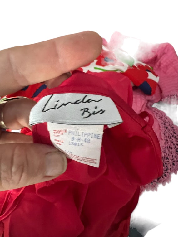 Vintage 80's red teddy lingerie M Linda Bis - image 6